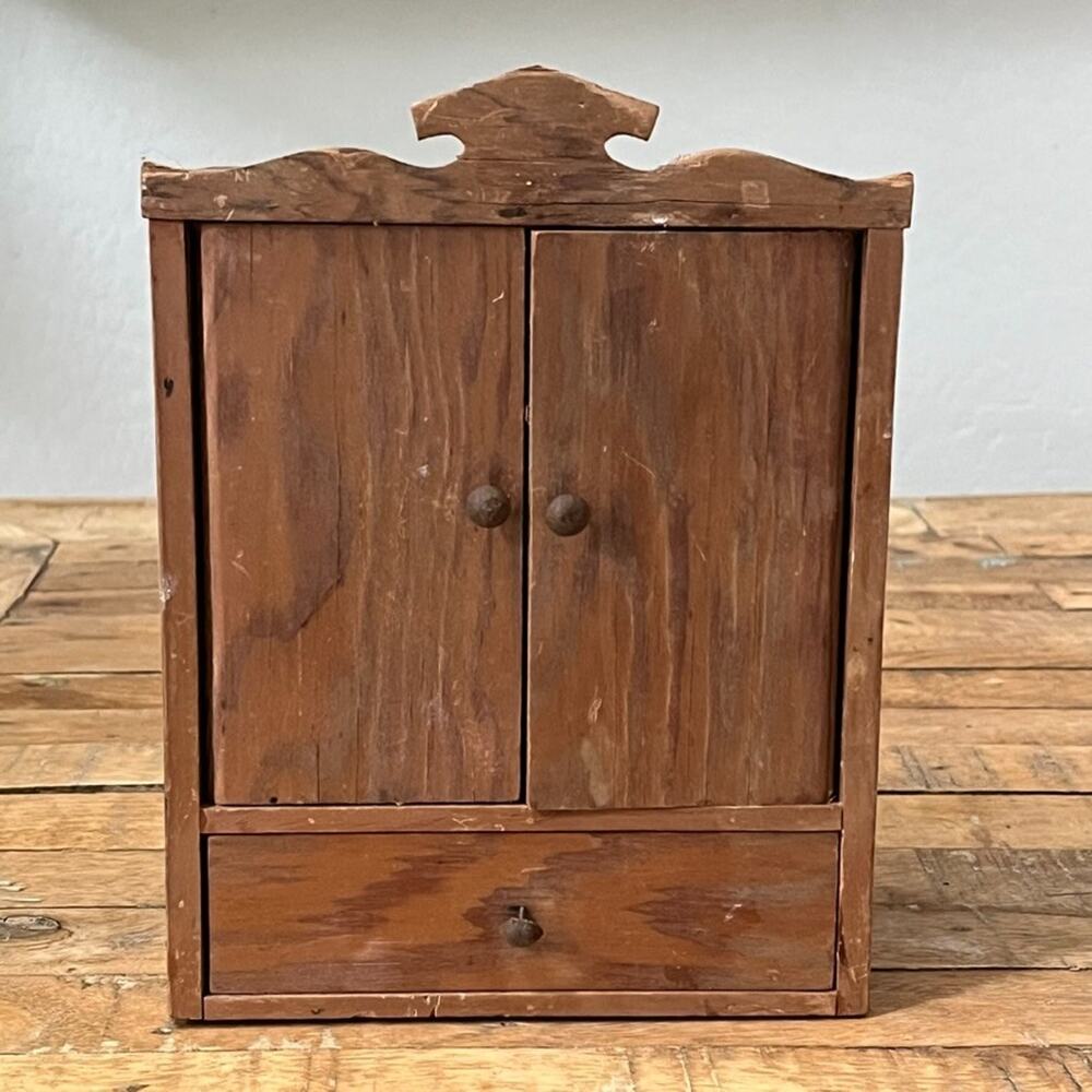 Vintage Handmade Dollhouse Furniture Wood Dresser Wardrobe Pull Out Drawer